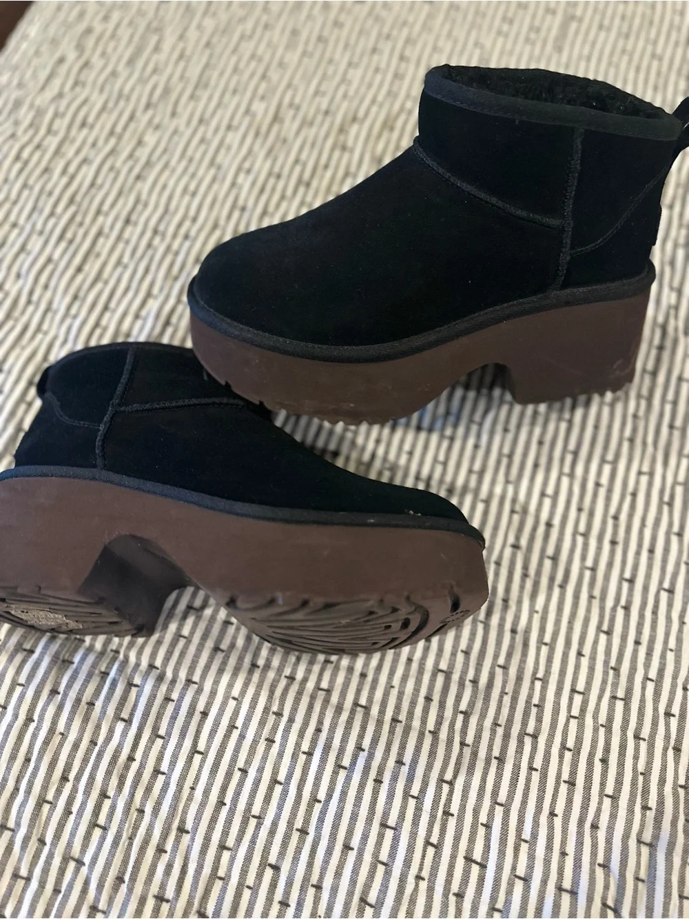 UGG Black Suede Platform Ankle Boots